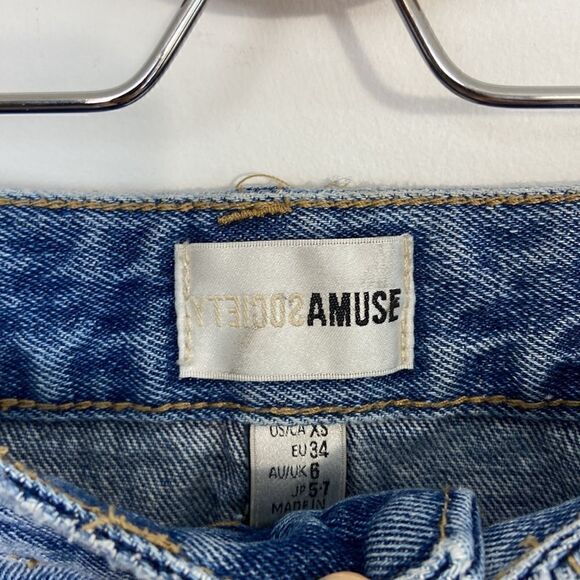 Amuse Society Shortcut Ripped Denim Skirt Sz XS - Picture 3 of 6